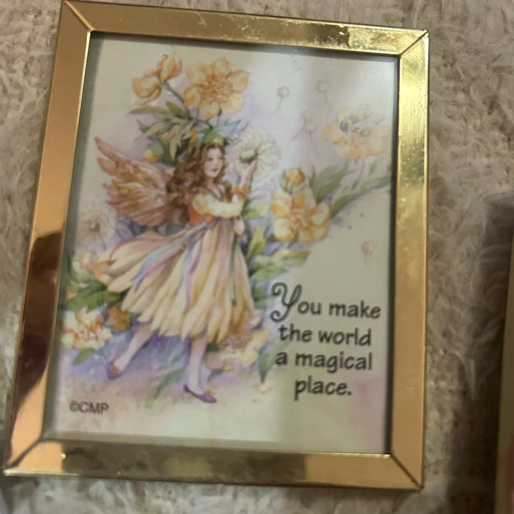 Gold Framed Fairy Art Print - You Make the World a Magical Place magnet
